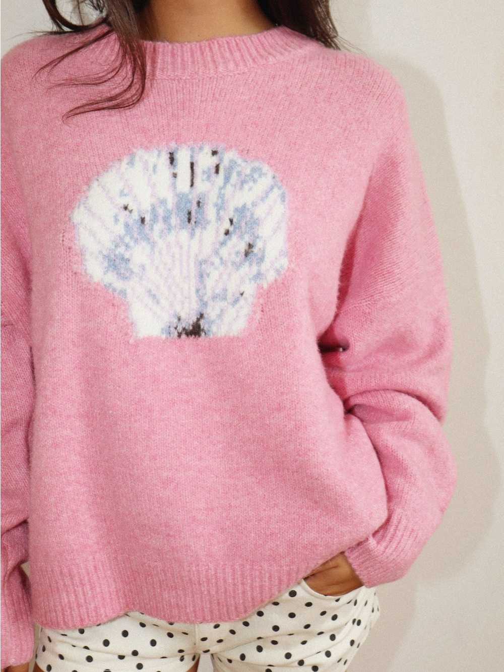 Bailey Rose Pink Sea Shell Oversized Sweater S